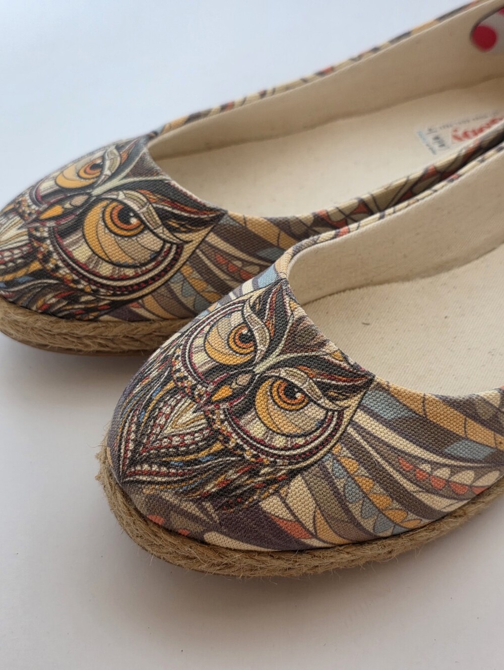 Goby Owl Print Espadrille Ballet Flats - Size 38 LiKe NEW - Picture 10 of 10